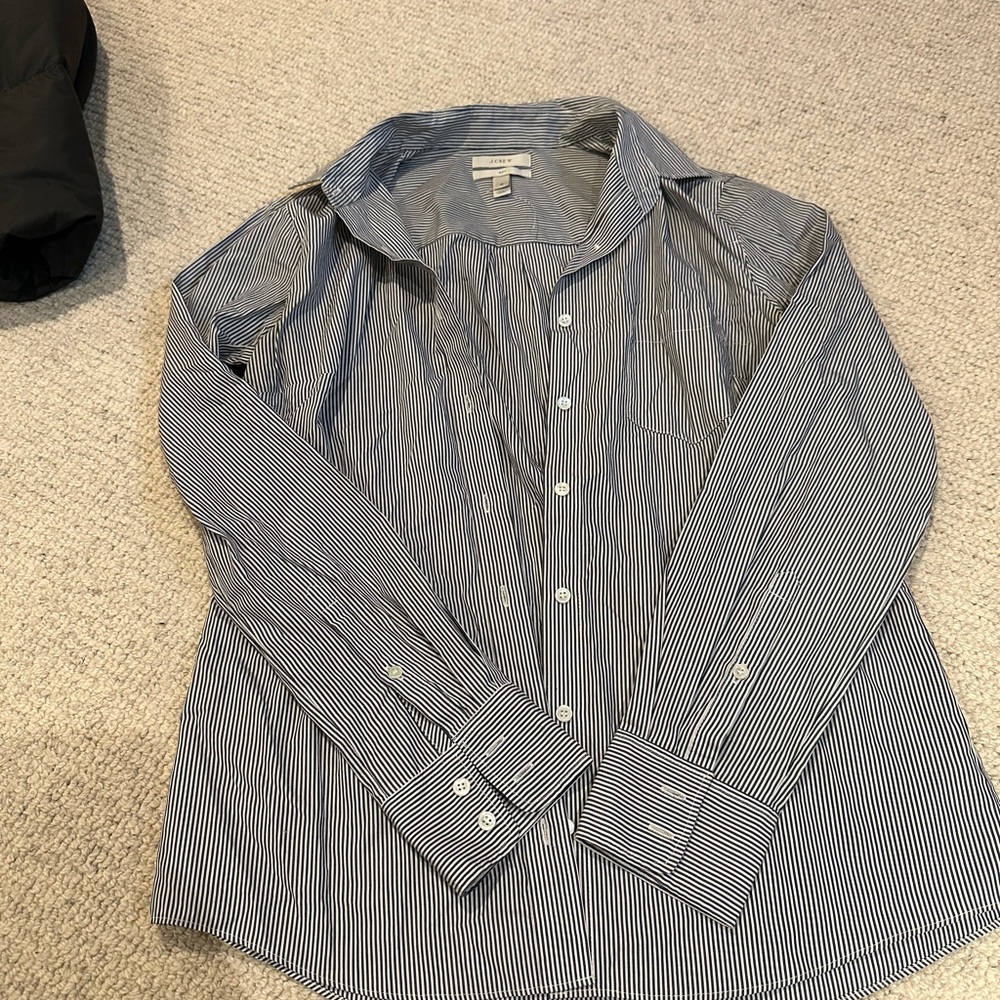 J. Crew Navy and White Striped Shirt